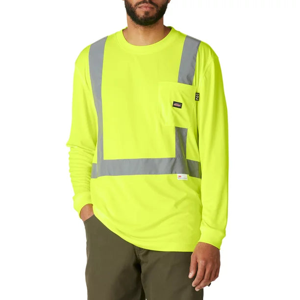 Genuine Dickies Men's Hi-Vis Long Sleeve Safety Tee with 3M