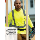 Genuine Dickies - Men's Hi-Vis Long Sleeve Safety Tee with 3M™ Scotchlite™ Reflective Taping