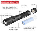 1000 LUMENS TACTICAL LED RECHARGEABLE FLASHLIGHT (TORCH) by Observer Tools -