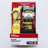 HyperTough 15 Feet Yellow Steel Ratchet Tie Downs, 1666 lbs