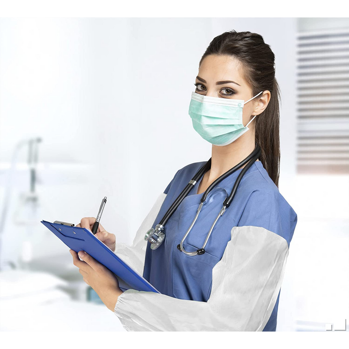 Disposable Arm Sleeves Nonwoven Fabric Blue Oversleeves - Polypropylene
