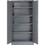 Steel Storage Cabinet, Recessed Handle, 36"W x 18"D x 72"H, Gray, Unassembled