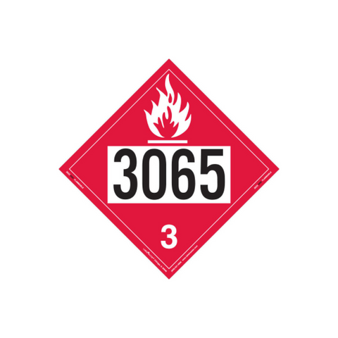 FLAMMABLE LIQUID PLACARD, UN 3065, REMOVABLE VINYL, EA.