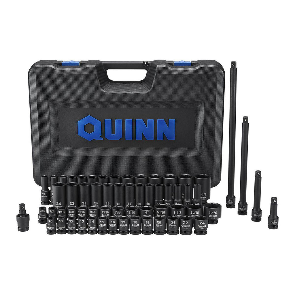 Mill Socket QUINN - 1/2 in. Drive SAE & Metric Master Impact Socket Set, 61 Piece ...