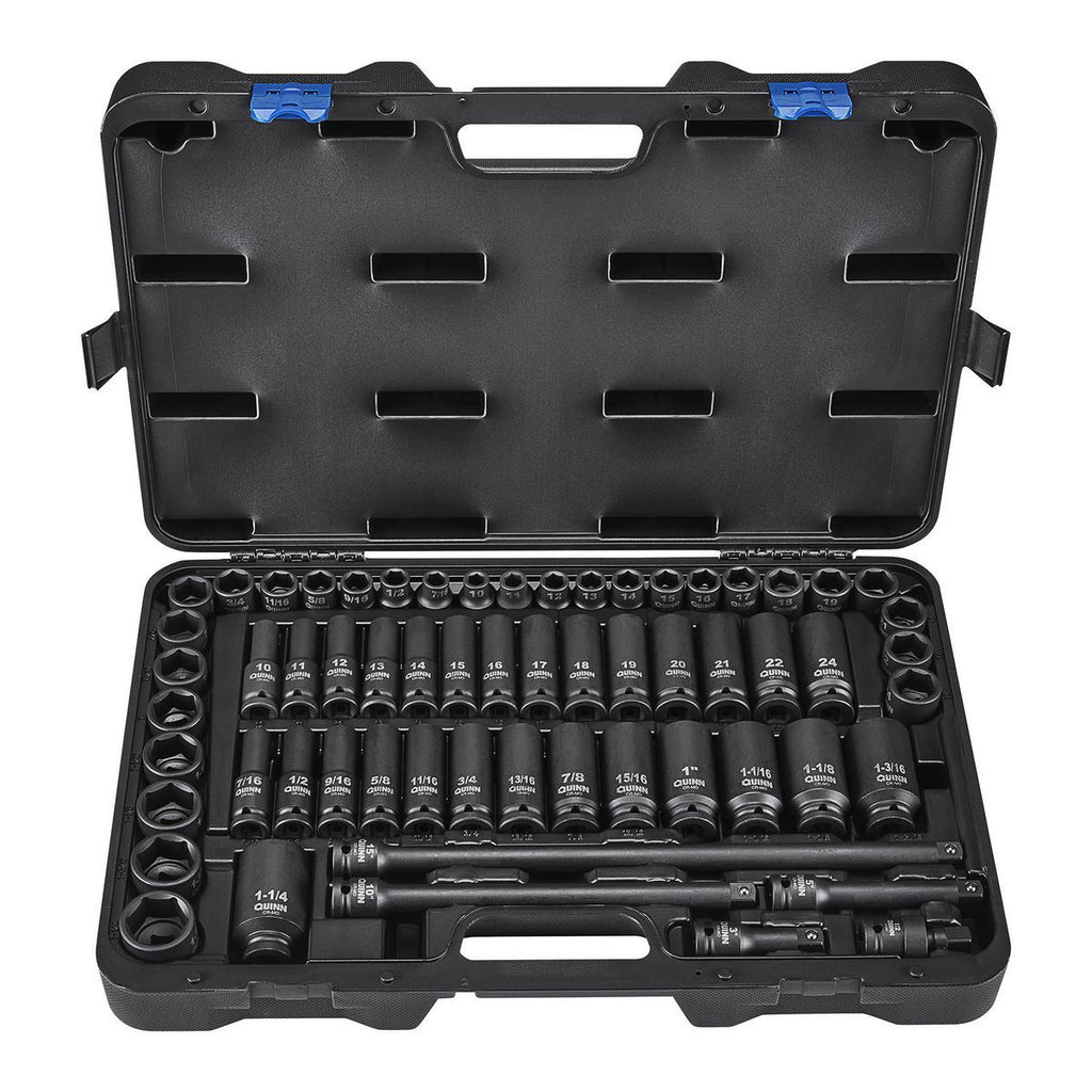 QUINN - 1/2 in. Drive SAE & Metric Master Impact Socket Set, 61 Piece ...