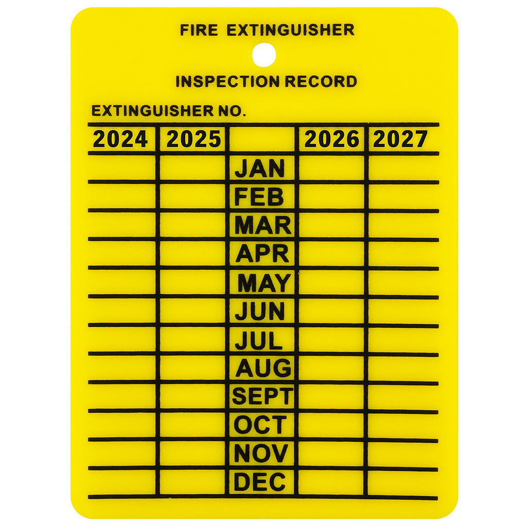 Fire Tag Check Machine 4 Year Plastic Fire Extinguisher Monthly Inspection Tag - Yellow - 2 1 ...