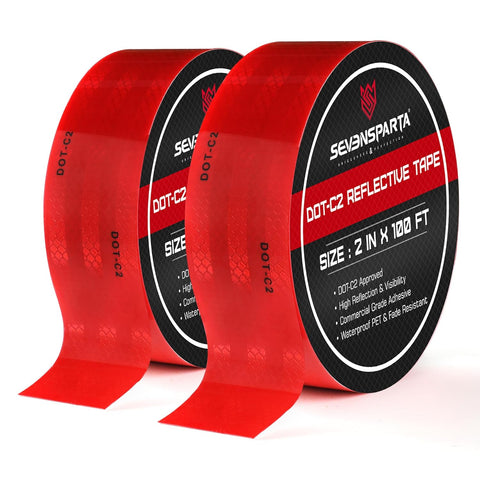 SEVEN SPARTA - DOT-C2 Reflective Safety Tape - 2" x 200' Red