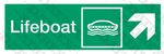 IMO LIFESAVING SIGNS Lifeboat arrow diagonal up right - 100mm x 300mm