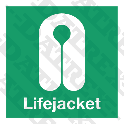 IMO LIFESAVING SIGNS Lifejacket with text - 150mm x 150mm ...