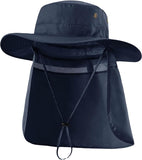 Men & Women Wide Brim Bucket Hat - Navy