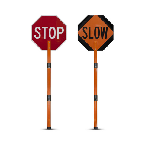 Rigid Stop/Slow Paddle Sign with Handle & Staff