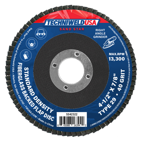 4-1/2 X 7/8 40 Grit - Flap Disc (Fiberglass) Type 29 Reg. Density