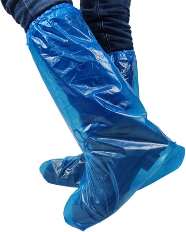 Disposable Boot and Shoe Covers 19 inch Tall, Blue