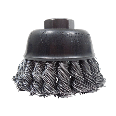 2.75 Cup Brush, 20 Knot Hurricane, .014 Stainless Steel, 5/8-11