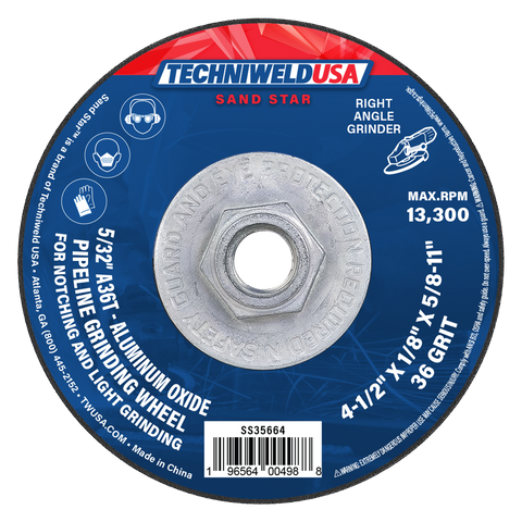 4-1/2 X 1/8 X 5/8-11 Pipeline Aluminum Oxide Grinding Wheel (5/32)