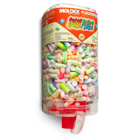 6645 Moldex SparkPlugs Earplug Dispenser, One Size, Disposable, Foam, Tapered, Uncorded, Multi-Color