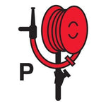 MARINE FIRE SIGN, IMO FIRE CONTROL SYMBOL: POWDER HOSE AND HAND GUN