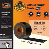 Gorilla Tough & Wide Utility Tape 2.8 x 25yd, Black