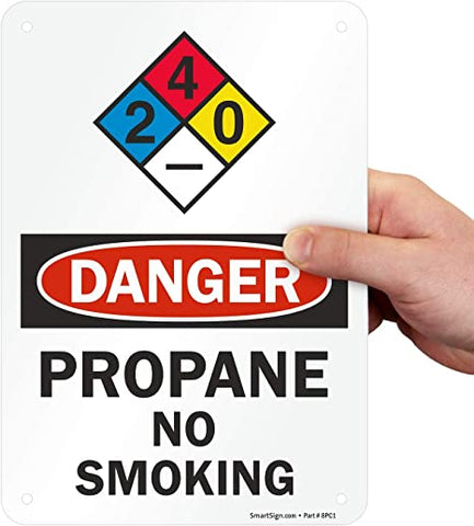 SmartSign "Danger - Propane, No Smoking" NFPA Sign