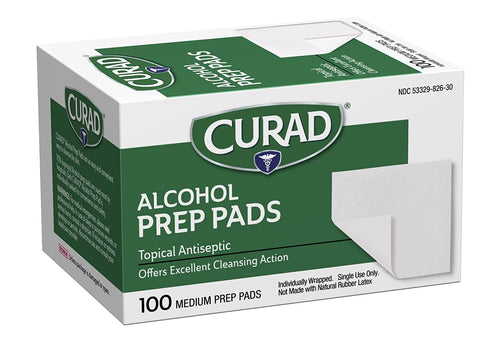 Curad - Alcohol Prep Pads, Thick Alcohol Swabs - 100ct. Medium
