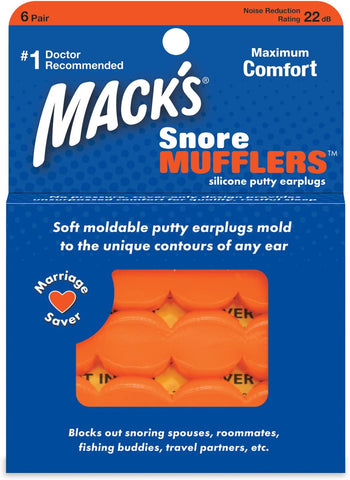 Snore Mufflers™ Ear Plugs - Orange - 6-pair Box