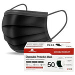 AB 3-Layer Disposable Face Masks 50 PCS, Black