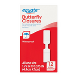 Equate Butterfly Closures Adhesive Bandages One Size, 12 Ct