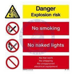 Marine Combination Sign: Danger Explosion Risk/No Smoking/No Naked Lights