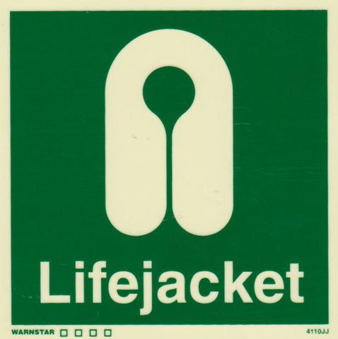 Marine Safety Sign, IMO Life Saving App. Symbol: Lifejacket With Text