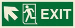 Marine Direction Sign: EXIT + Running man symbol + Arrow diagonally up left