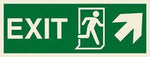 Marine Direction Sign: EXIT + Running man symbol + Arrow diagonally up right