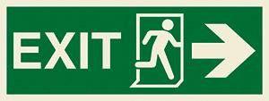 Marine Direction Sign: EXIT + Running man symbol + Arrow right