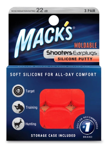 Shooters Moldable Silicone Putty - Orange - 3-pair Box