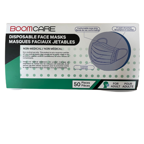 Disposable 3-Ply Face Masks (50 pcs/box) by Boomcare