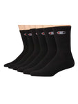 Champion - Men's Crew Socks 6-pairs, Black