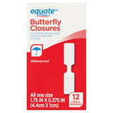 Equate Butterfly Closures Adhesive Bandages One Size, 12 Ct