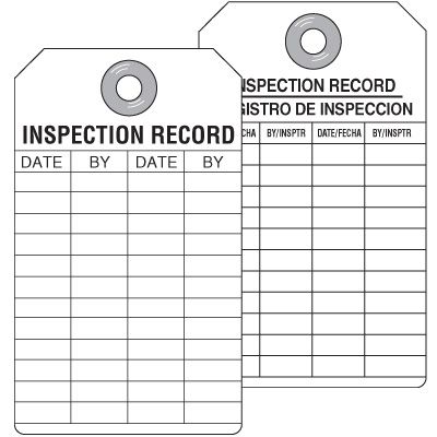 Seton - Inspection Record White Tag, Twin Pack