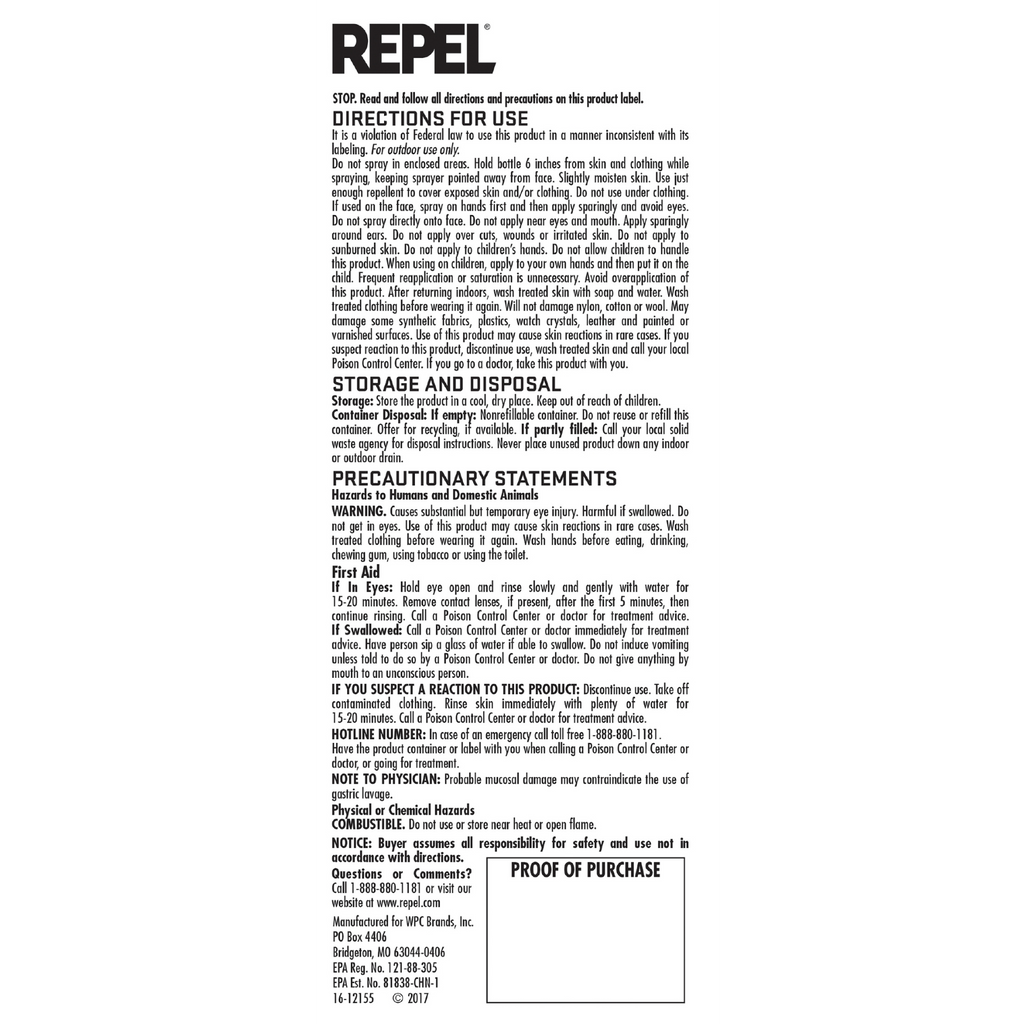 Label Repel R Repel - Insect Repellent, Sportsmen Max Formula – RussmillSafety.com